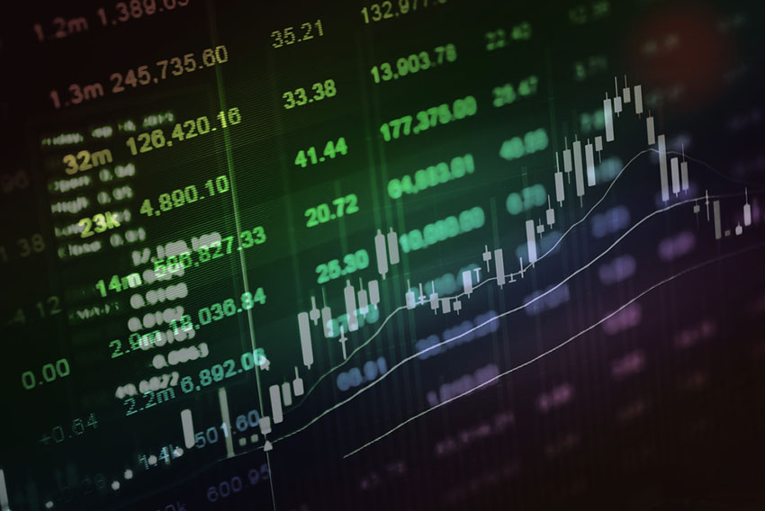 A black background with multicolored data floating in the foreground, as if on a computer screen.